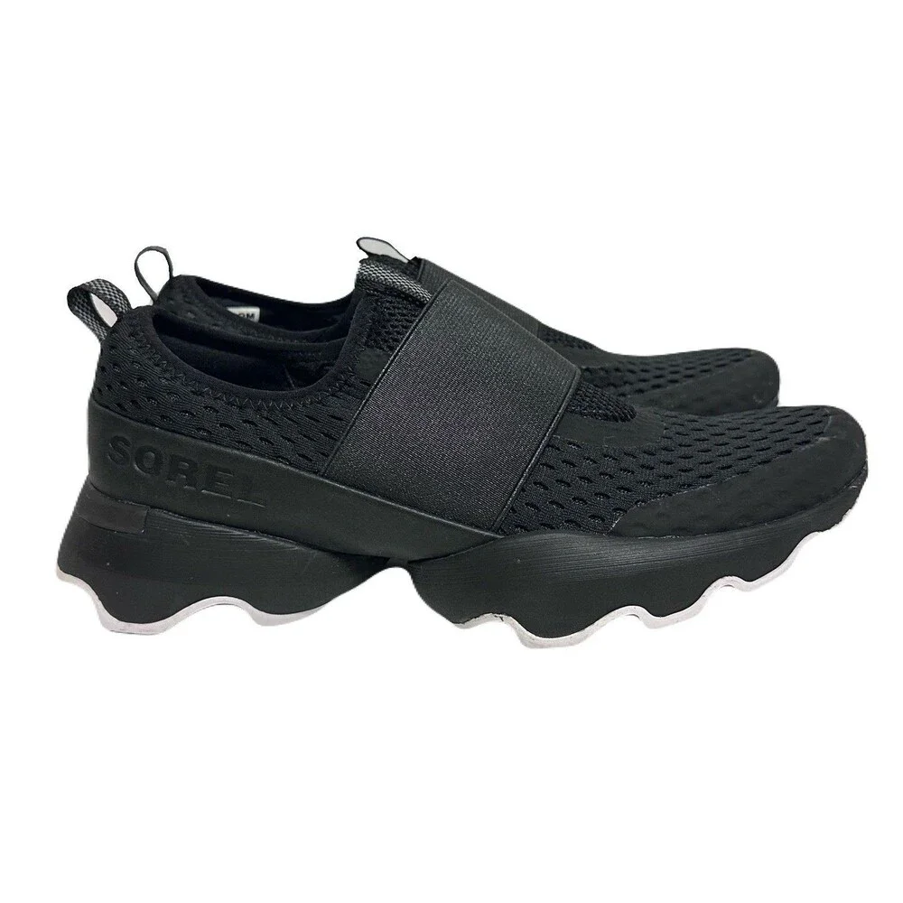 NEW Sorel Womens Size 8.5 Black Kinetic Impact Strap Pull On Activewear Sneakers